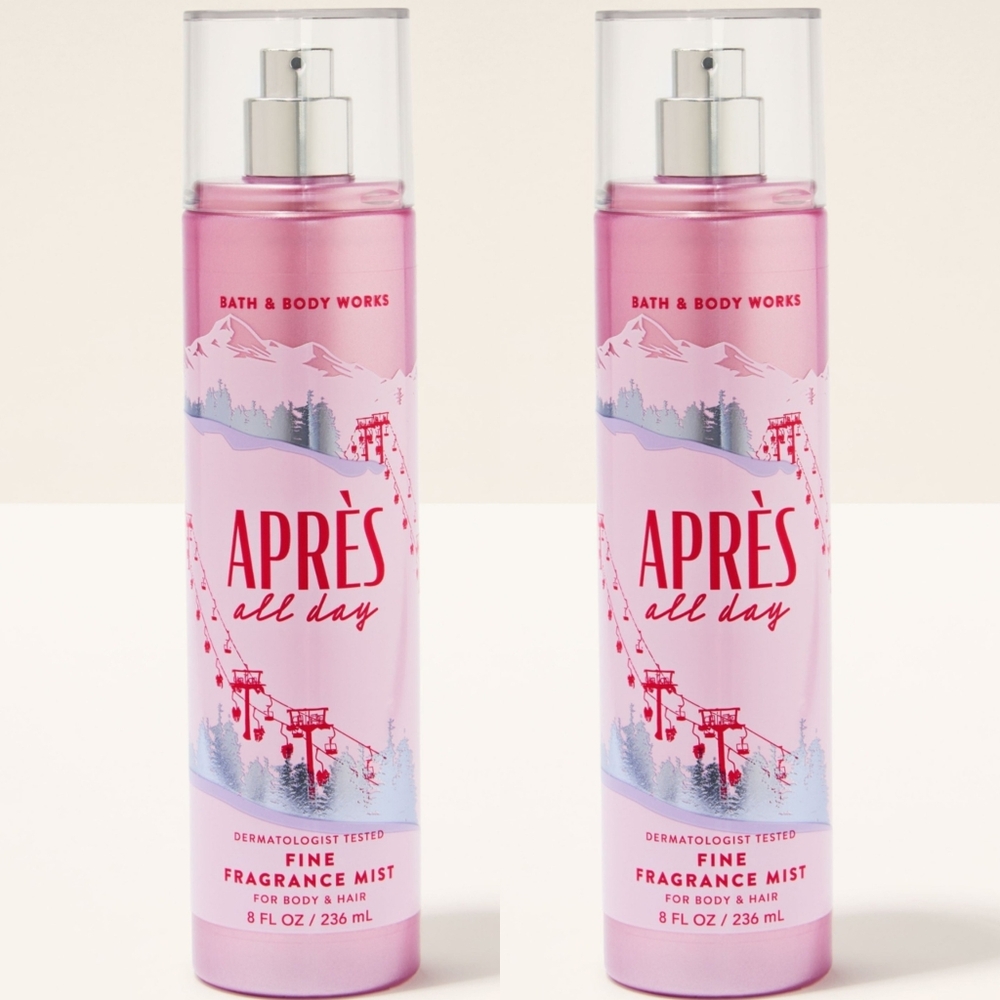 Bath & Body Works Pink Après All Day Fine Fragrance Body Mist Set of 2 NEW RARE